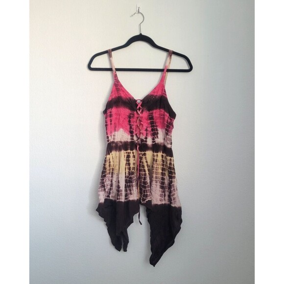 Y2K Boho Hippie Babydoll Tie Dye Cami Top Sz S Handkerchief Hem Fairy Whimsical - Picture 1 of 5